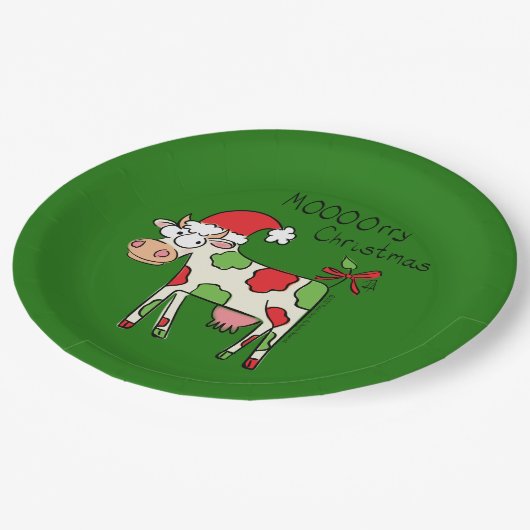 kerstKoe Funny Cartoon Kinderen Papieren Bordje (Gekanteld)