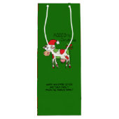 kerstKoe Funny Cartoon Kinderen Wijn Cadeautas (Achterkant)