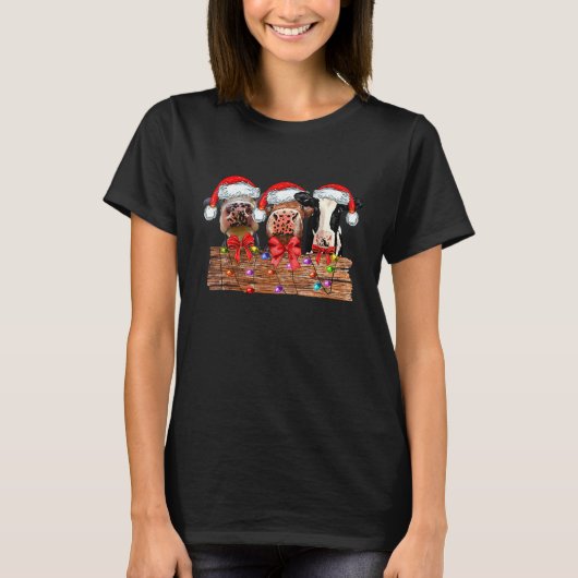 Kerstkoe Hoogland Mooey Kerstmis T-shirt (Voorkant)
