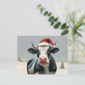 kerstkoe in winterlandschap briefkaart (Staand voorkant)