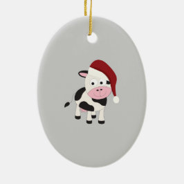 kerstkoe keramisch ornament