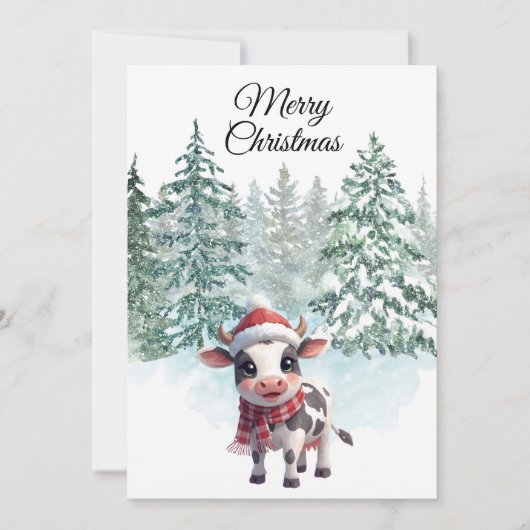 Kerstkoe Plat Kerstkaart (Voorkant)