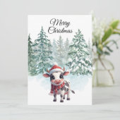 Kerstkoe Plat Kerstkaart (Staand voorkant)
