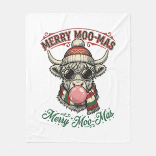 Kerstkoe Shirt Schattige Hoogland Vakantie Pun Des Fleece Deken