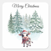 Kerstkoe Sticker (Voorkant)