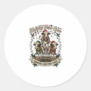 Kerstkoe Trio Vintage Schuur Vakantie Shirt Desi Ronde Sticker