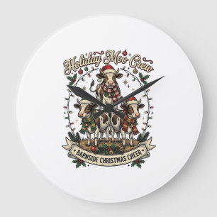 Kerstkoe Trio Vintage Schuur Vakantie T-shirt Desi Grote Klok