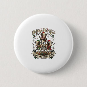 Kerstkoe Trio Vintage Schuur Vakantie T-shirt Desi Ronde Button 5,7 Cm
