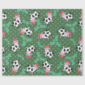 Kerstkoeien en Holly Cadeaupapier (Vlak)