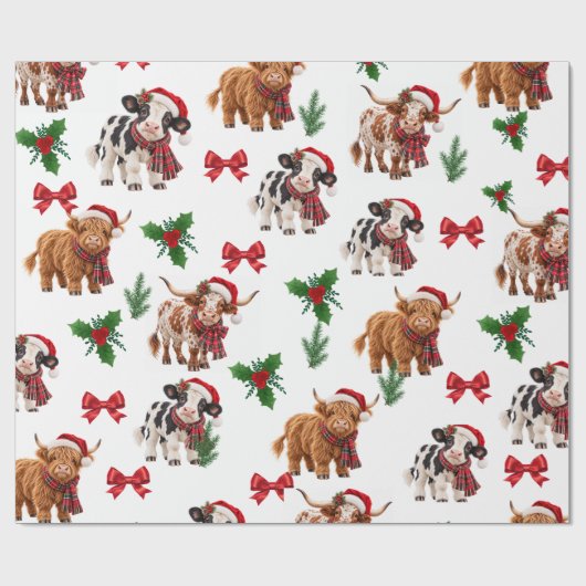 Kerstkoeien Inpakpapier (Vlak)