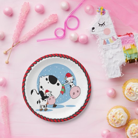 kerstKoeien met Borden van het kerstfeest Papieren Bordje (Feest)