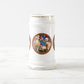 kerstkoeien met bril op en rode kerstmanhoeden bierpul (Center)