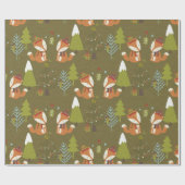 kerstkoeien met groene Kinder feestdag Cadeaupapier (Vlak)