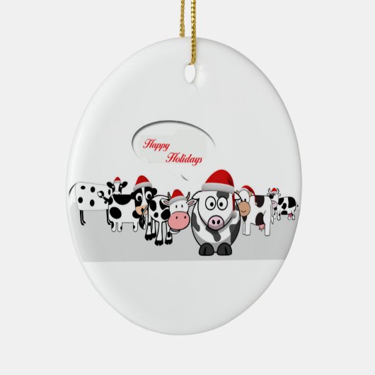 kerstkoeien Prettige feestdagen Keramisch Ornament (Rechts)