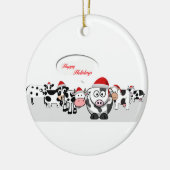 kerstkoeien Prettige feestdagen Keramisch Ornament (Links)