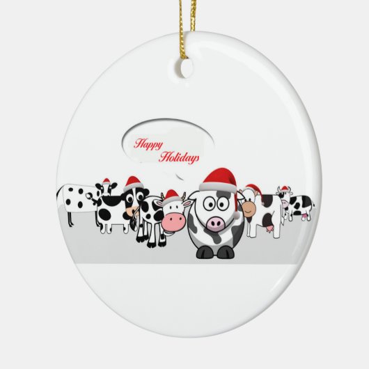 kerstkoeien Prettige feestdagen Keramisch Ornament (Links)