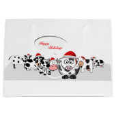 kerstkoeien Prettige feestdagen Large Cadeautasje (Voorkant)