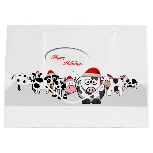 kerstkoeien Prettige feestdagen Large Cadeautasje (Voorkant)