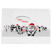 kerstkoeien Prettige feestdagen Large Cadeautasje (Achterkant)