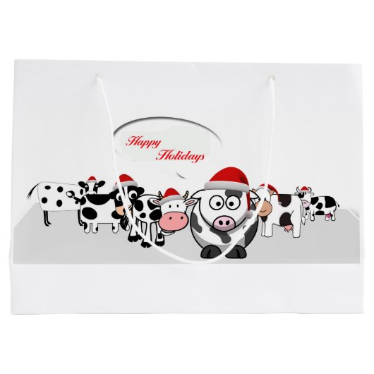 kerstkoeien Prettige feestdagen Large Cadeautasje (Achterkant)
