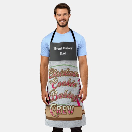 Kerstkoek Bakploeg Aangepaste naam Chef's Schort (Gedragen)