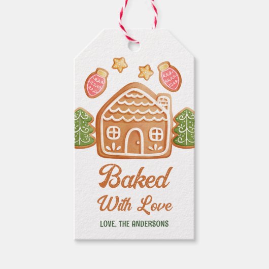 Kerstkoek Gebakken Met Liefde Vakantie Cadeaulabel (Voorkant)