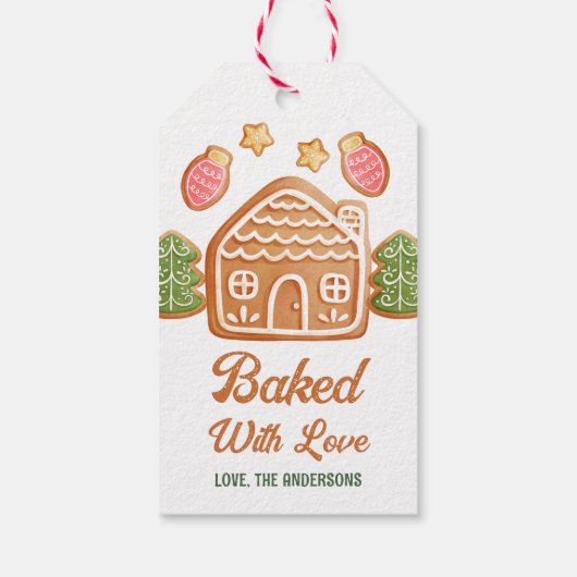 Kerstkoek Gebakken Met Liefde Vakantie Cadeaulabel (Achterkant)