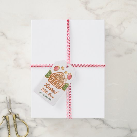 Kerstkoek Gebakken Met Liefde Vakantie Cadeaulabel (Met Touw)