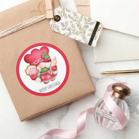 Kerstkoek Kabouter Ronde Sticker (Geschenken)