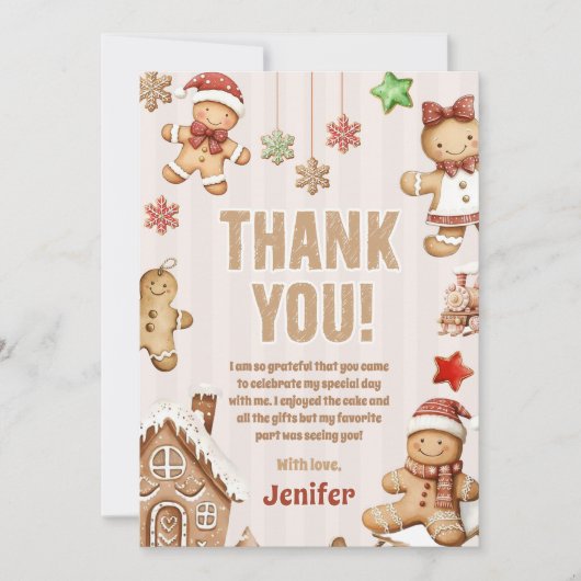 Kerstkoek Peperkoek Verjaardag Bedankkaart (Voorkant)