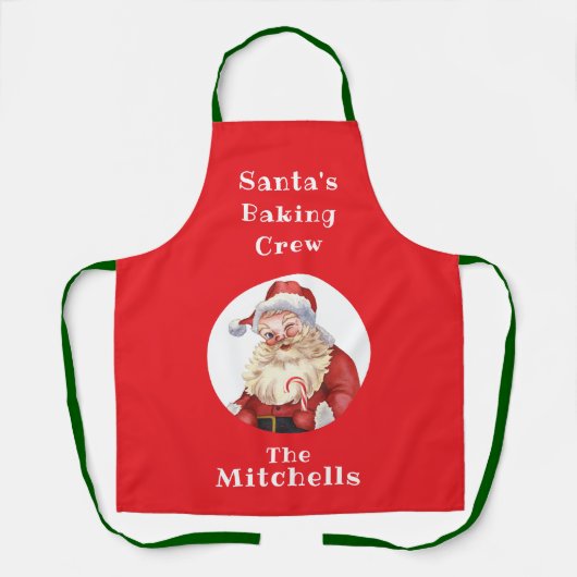 Kerstkoek Retro Kerstmannen Bakploeg Unisex Schort (Voorkant)