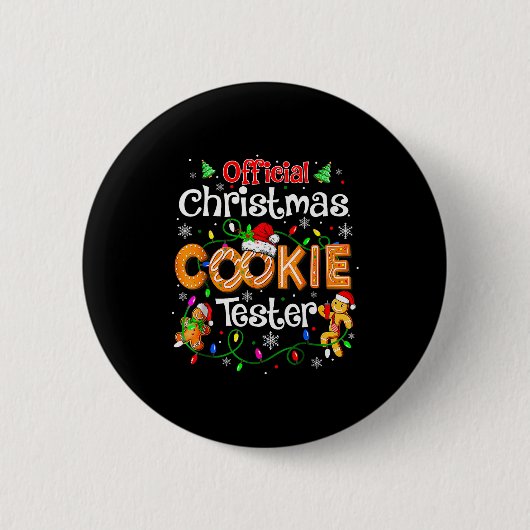 Kerstkoek Tester Proever Bakploeg Waggelen Ronde Button 5,7 Cm (Voorkant)
