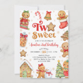 Kerstkoek Twee Zoete 2de Verjaardagsfeestje Kaart (Voorkant)