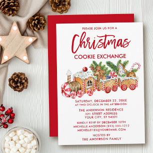 Kerstkoek Uitwisseling Rood in Borstel Schrift Kaart
