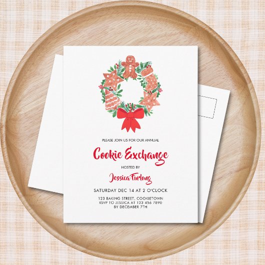 Kerstkoek Uitwisselingsfeest Uitnodiging Briefkaart