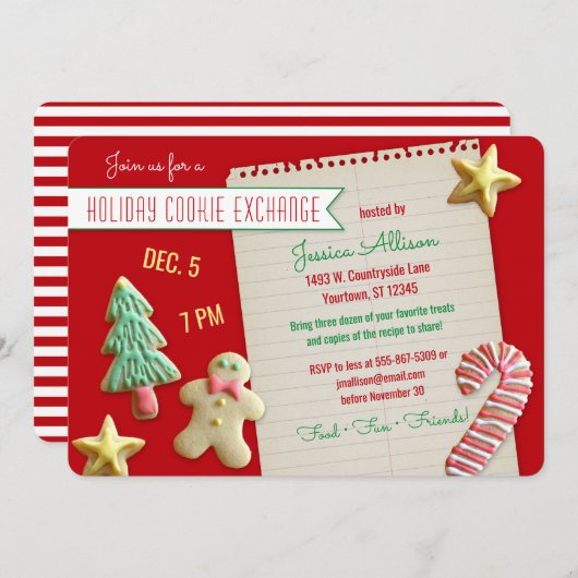 Kerstkoek Uitwisselingsfeestje Kaart (Voorkant / Achterkant)
