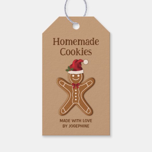 Kerstkoek van gemberkoek - Thuisgemaakte koekjes Cadeaulabel (Voorkant)