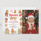 Kerstkoek Zoete Eén 1e Verjaardagsfoto Kaart (Voorkant)