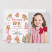 Kerstkoek Zoete Eén 1e Verjaardagsfoto Kaart (Voorkant)