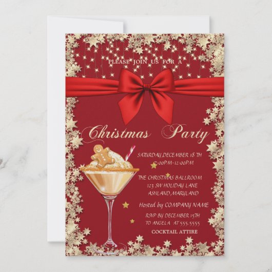 Kerstkoekdrank Sterren Bedrijfs Kerstmis Kaart (Voorkant)