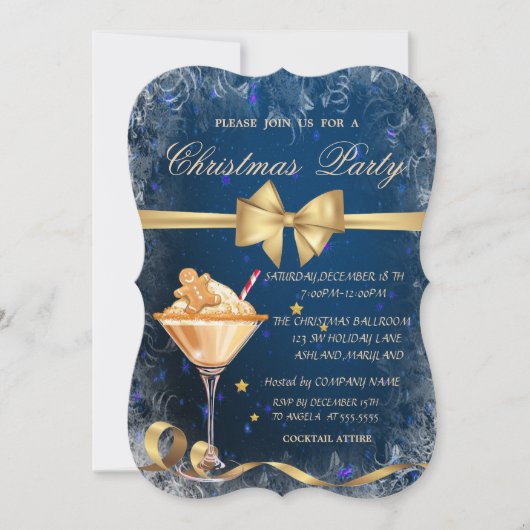 Kerstkoekdrankboog Blauw Kerstmis Kaart (Voorkant)