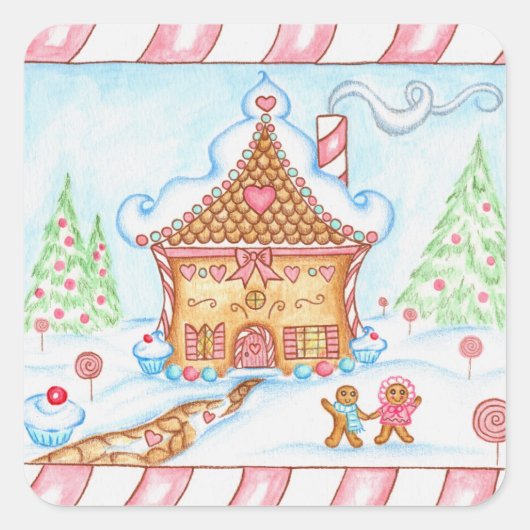 Kerstkoekhart Huissticker Vierkante Sticker (Voorkant)