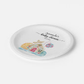 Kerstkoekhuis babyshower papieren bordje (Gekanteld)