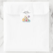 Kerstkoekhuis babyshower ronde sticker (Tas)