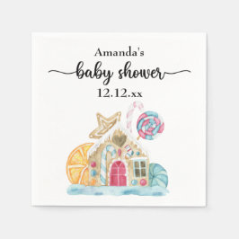 Kerstkoekhuis babyshower servet