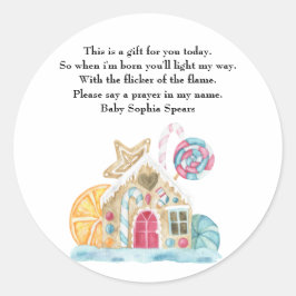 Kerstkoekhuis - Gebedskaarslabel Ronde Sticker