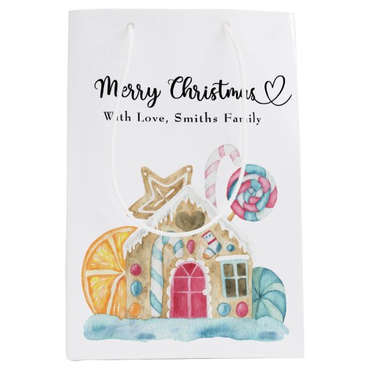 Kerstkoekhuis - Prettig Kerstfeest Medium Cadeauzakje (Voorkant)