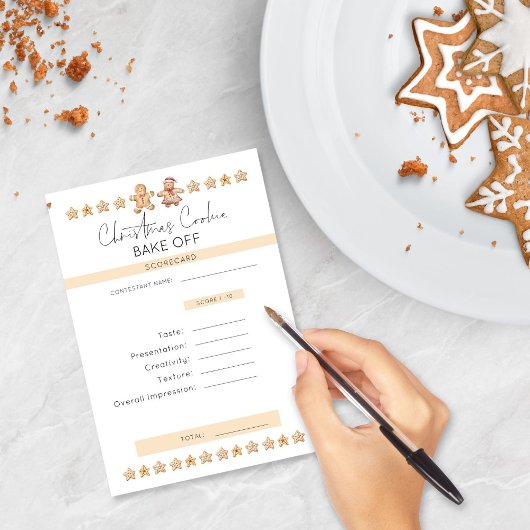 Kerstkoekje Bake Off Party Scorecard Kaart