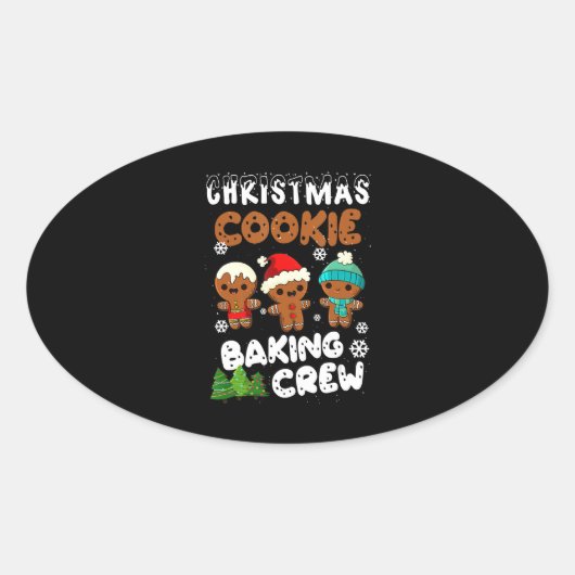 Kerstkoekje bakken Crew Kerst Grappig cadeau Ovale Sticker (Voorkant)