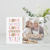 Kerstkoekje bakken familie foto vakantie kaart (Staand voorkant)